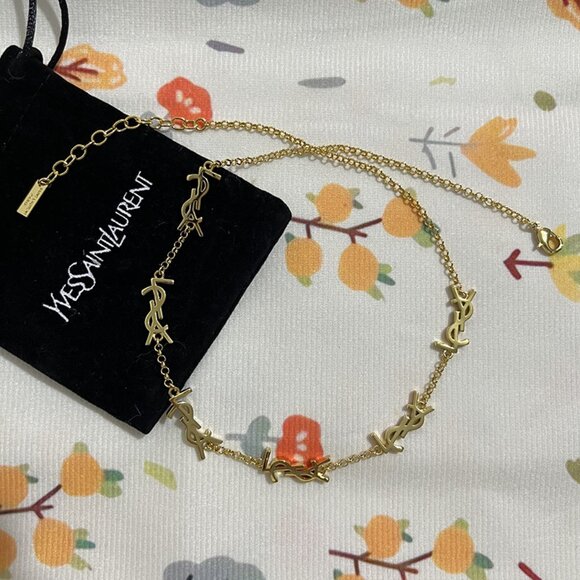 Saint Laurent Gold-Plated YSL Necklace - Picture 5 of 5